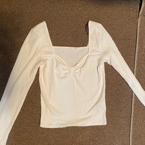 White Square Neck Top